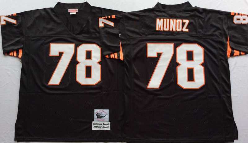 Bengals 78 Anthony Munoz Black M&N Throwback Jersey->nfl m&n throwback->NFL Jersey